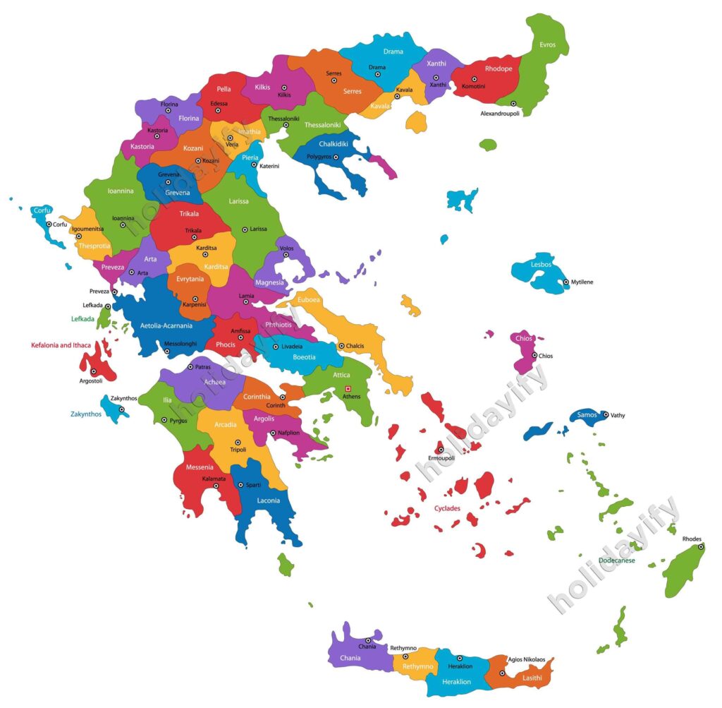 Yunanistan Başlıca Şehirler Haritası