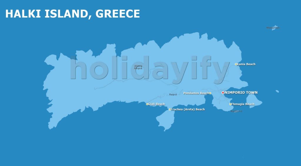 beaches of halki island, greece.