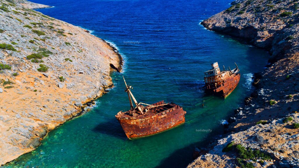 shipwreck olympia amorgos island cyclades greece