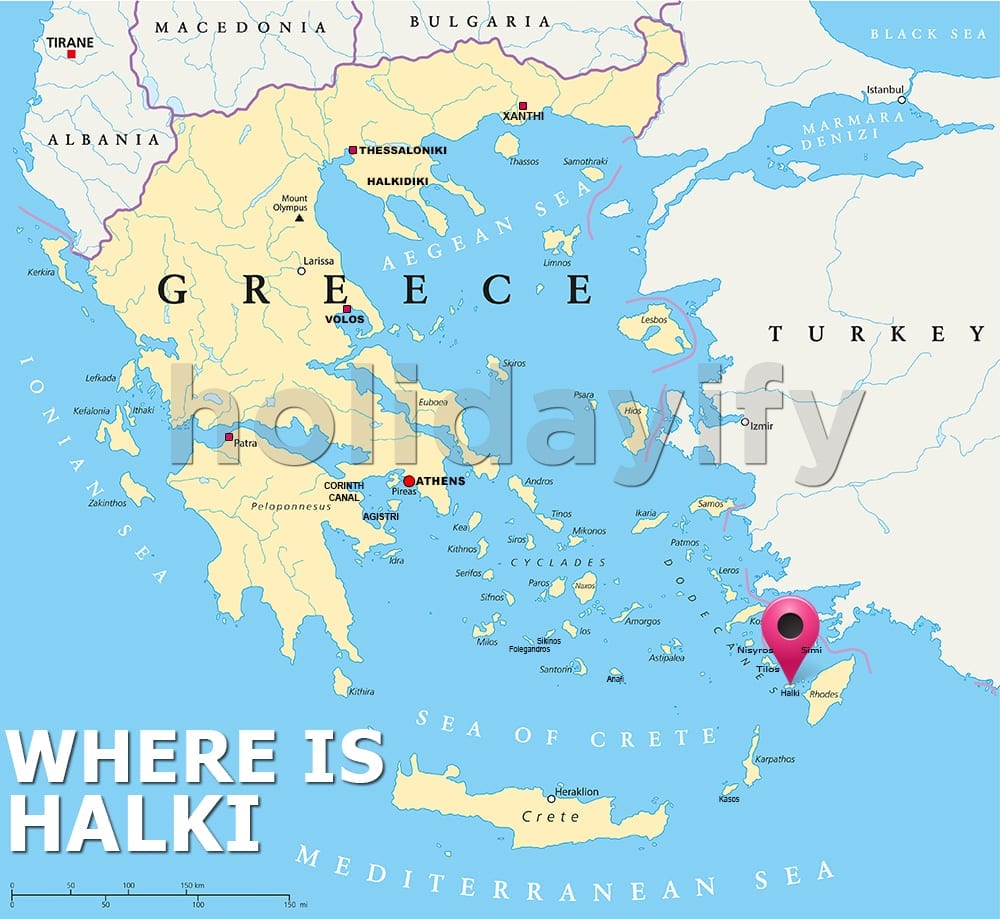 where is halki island. map of halki island.