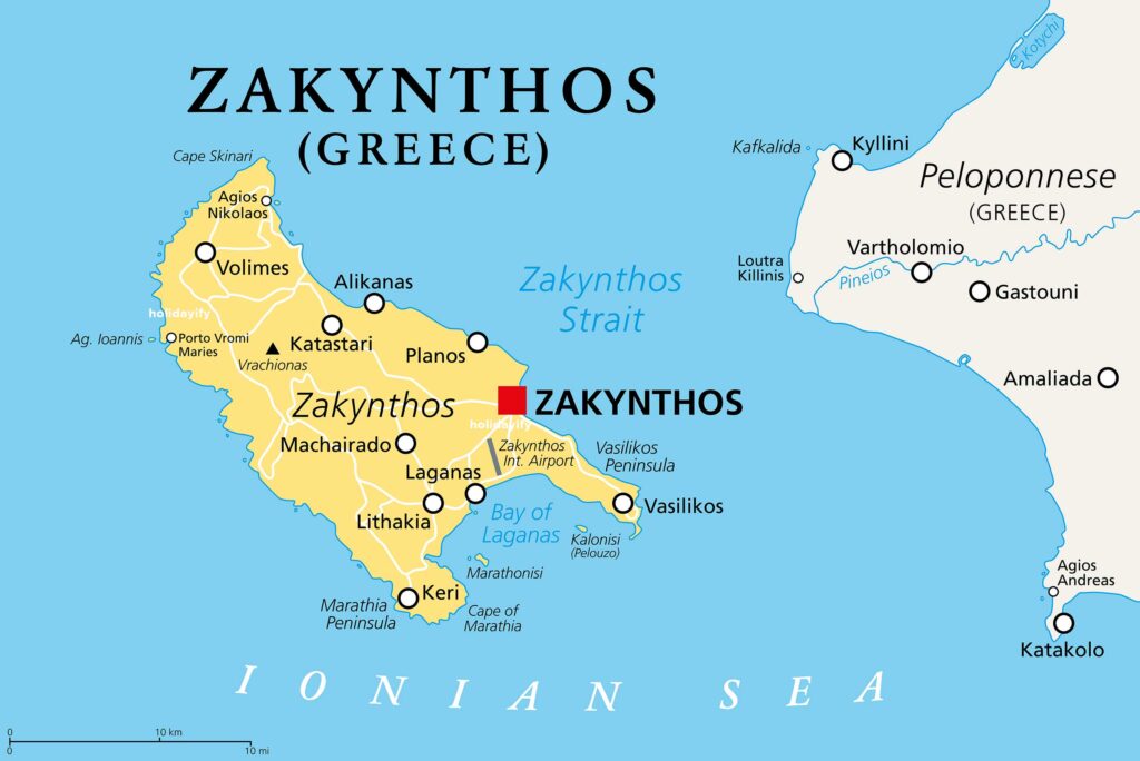 map of zakynthos island greece