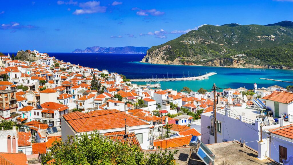 chora town skopelos island greece