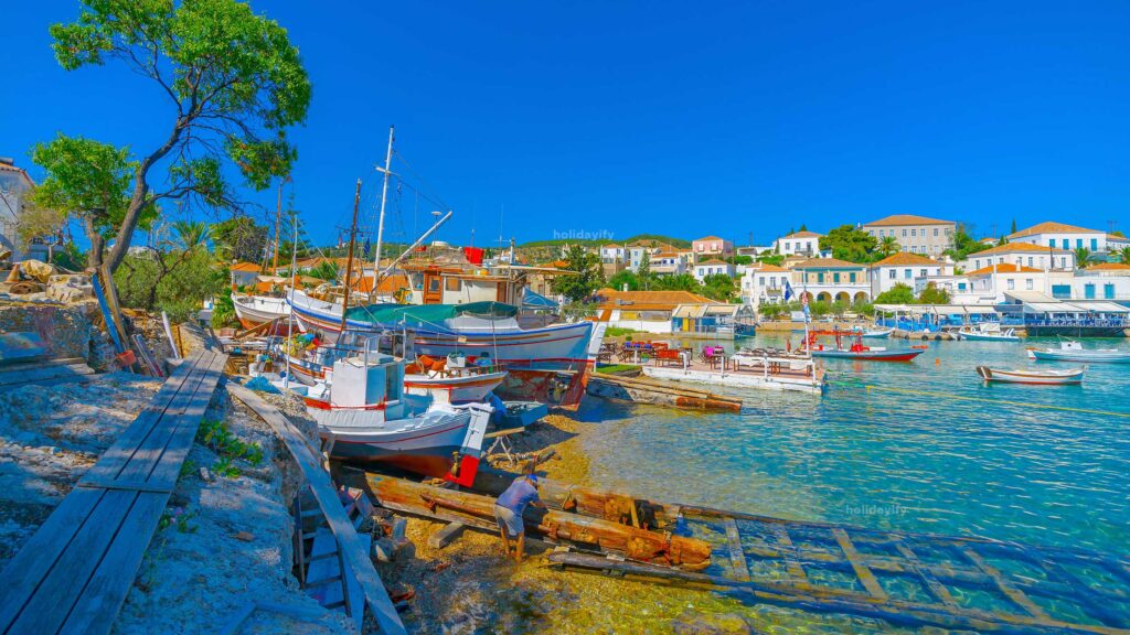 fish boats spetses island greece