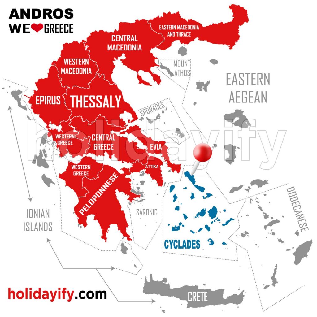 where is andros island greece map