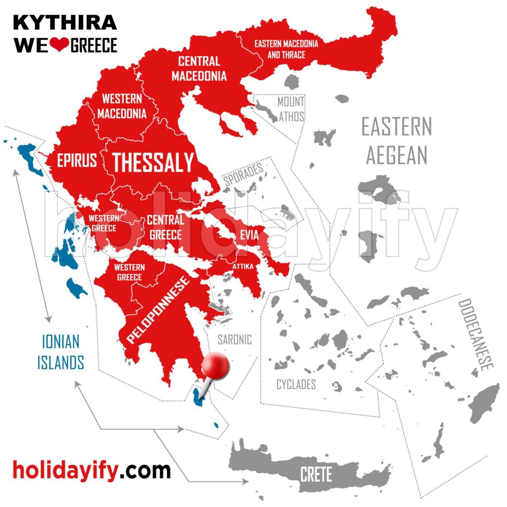 where is kythira island greece map
