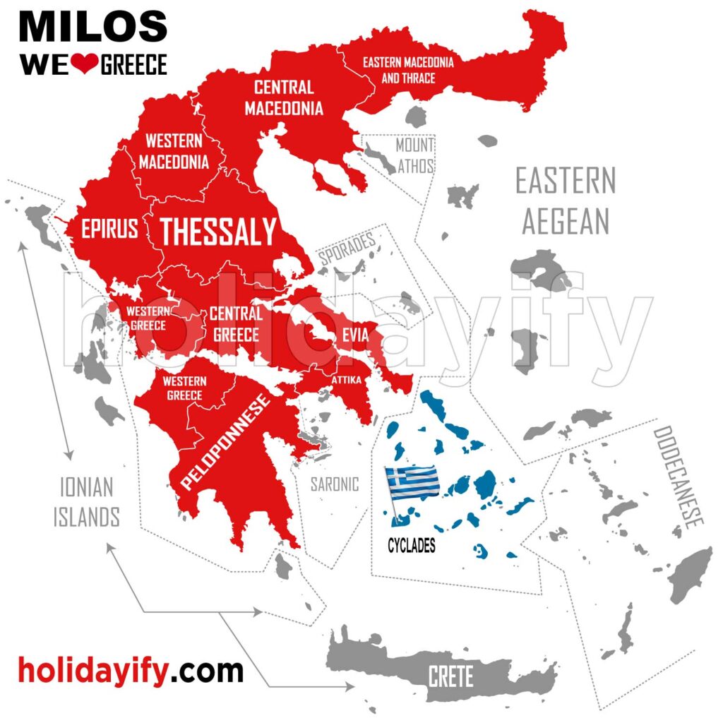 where is milos island greece map