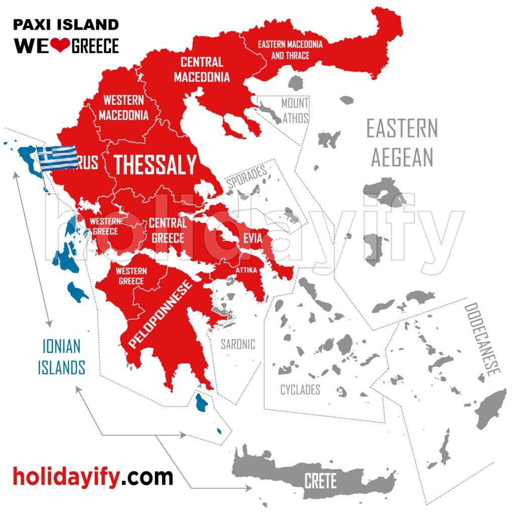 where is paxi island greece map